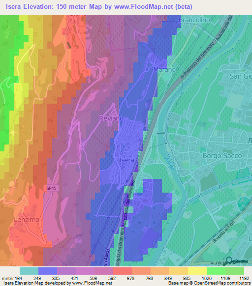 Isera,Italy Elevation Map