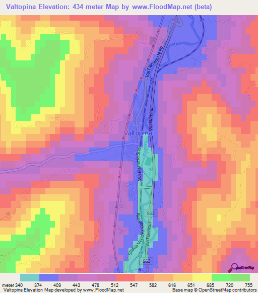 Valtopina,Italy Elevation Map