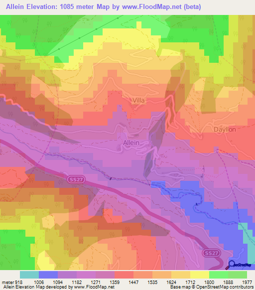 Allein,Italy Elevation Map