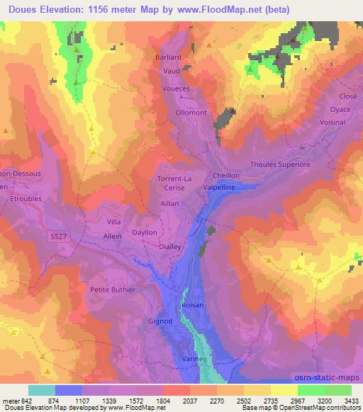 Doues,Italy Elevation Map