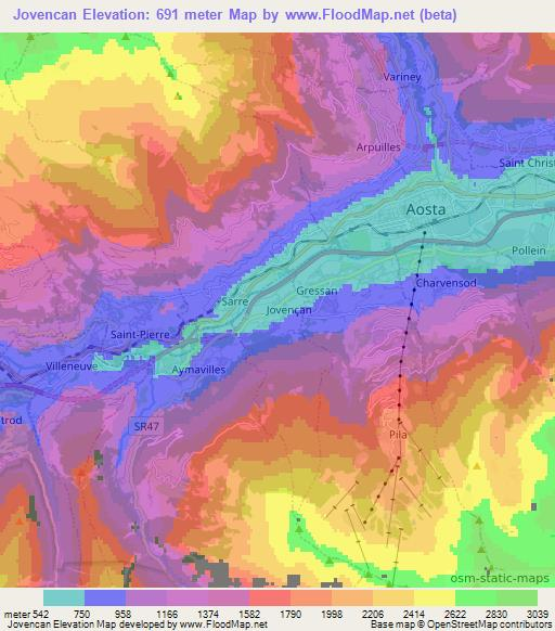 Jovencan,Italy Elevation Map