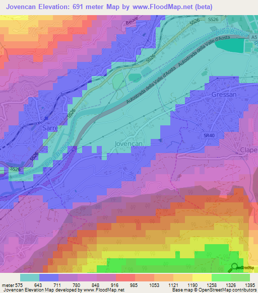 Jovencan,Italy Elevation Map