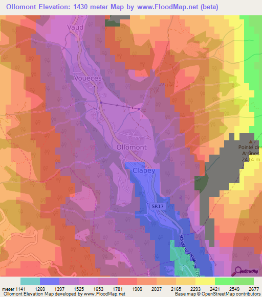 Ollomont,Italy Elevation Map