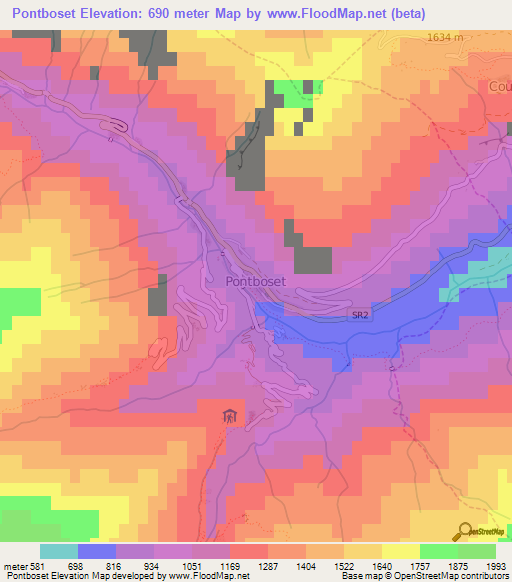 Pontboset,Italy Elevation Map