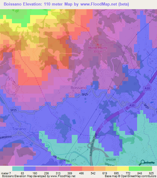 Boissano,Italy Elevation Map