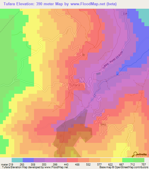 Tufara,Italy Elevation Map