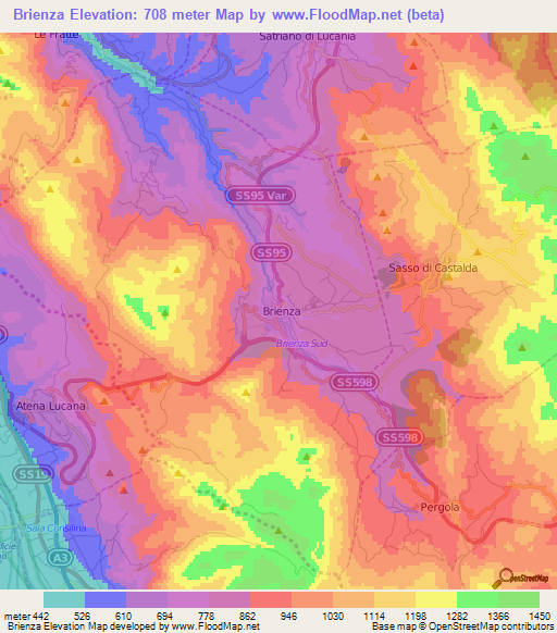 Brienza,Italy Elevation Map