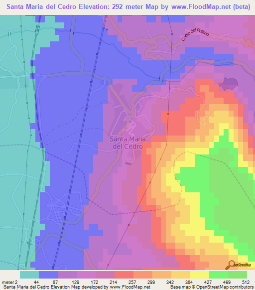 Santa Maria del Cedro,Italy Elevation Map