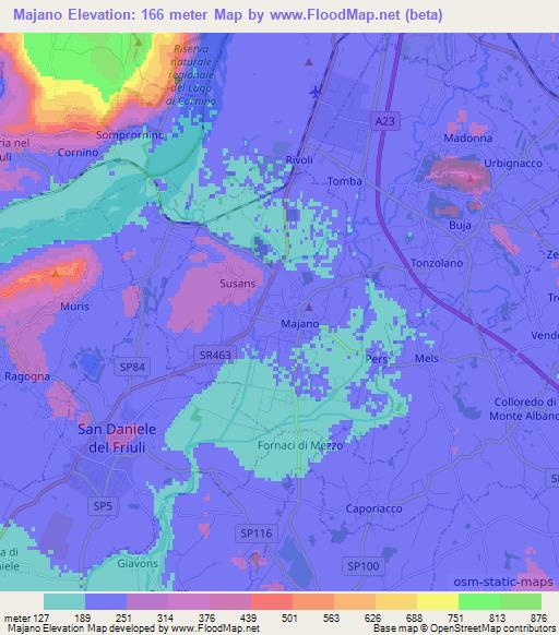 Majano,Italy Elevation Map