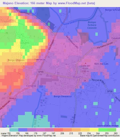 Majano,Italy Elevation Map