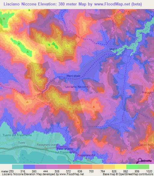 Lisciano Niccone,Italy Elevation Map