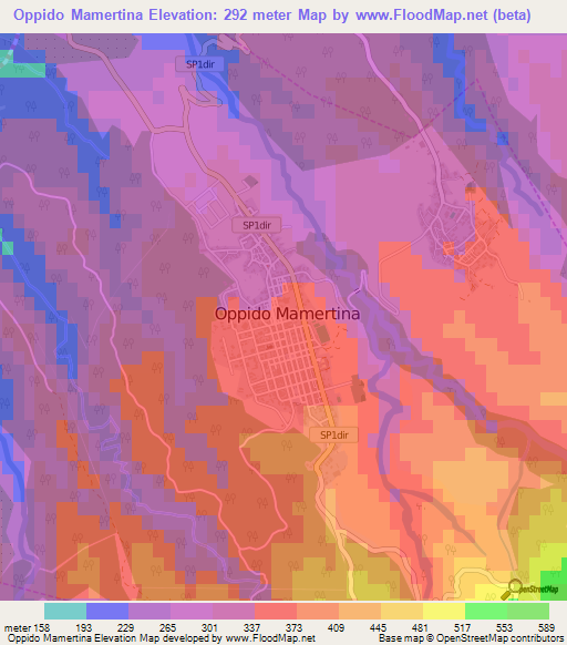 Oppido Mamertina,Italy Elevation Map