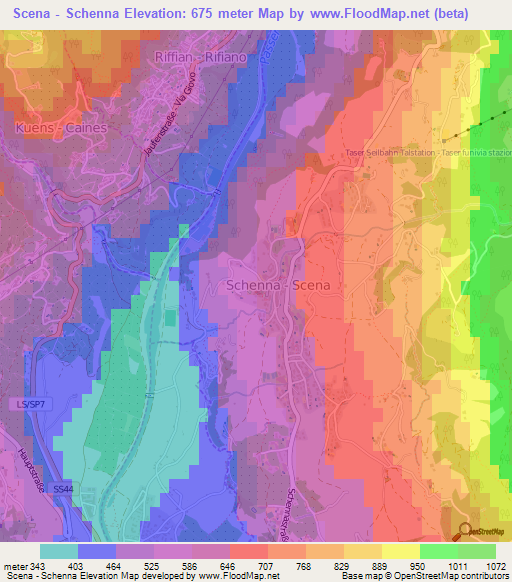 Scena - Schenna,Italy Elevation Map