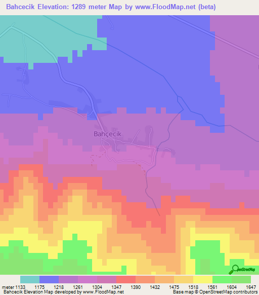 Bahcecik,Turkey Elevation Map