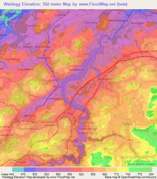 Waldegg,Switzerland Elevation Map