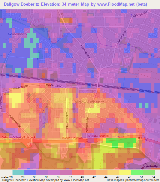 Dallgow-Doeberitz,Germany Elevation Map