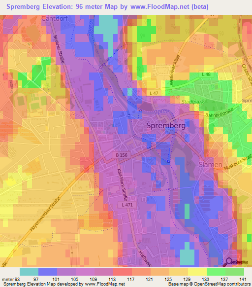 Spremberg,Germany Elevation Map