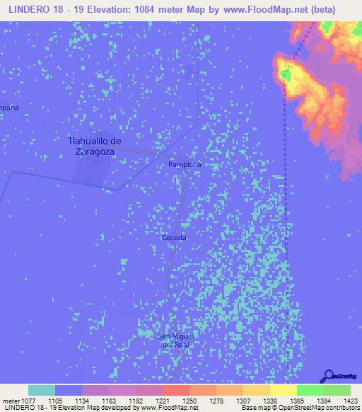 LINDERO 18 - 19,Mexico Elevation Map