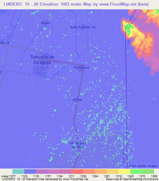 LINDERO  19 - 20,Mexico Elevation Map