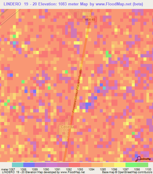 LINDERO  19 - 20,Mexico Elevation Map