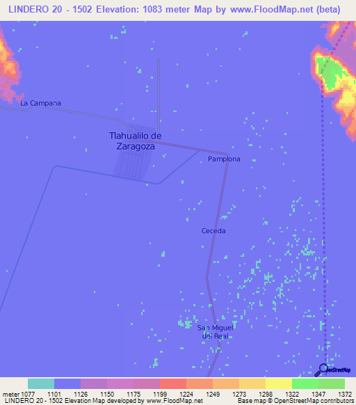 LINDERO 20 - 1502,Mexico Elevation Map