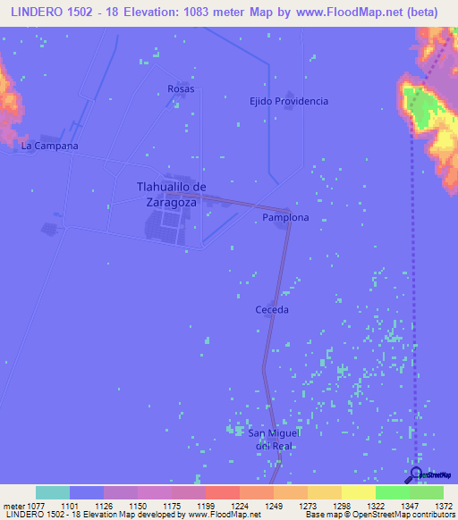 LINDERO 1502 - 18,Mexico Elevation Map