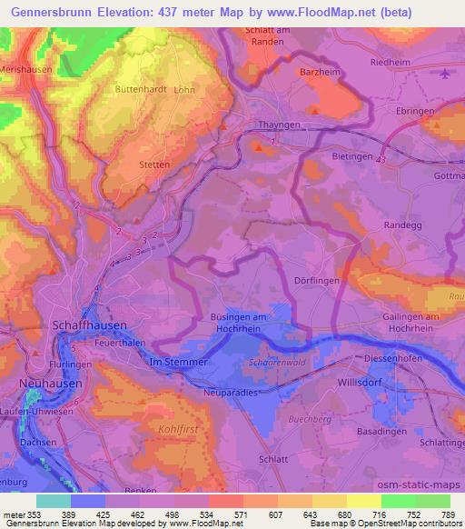 Gennersbrunn,Switzerland Elevation Map