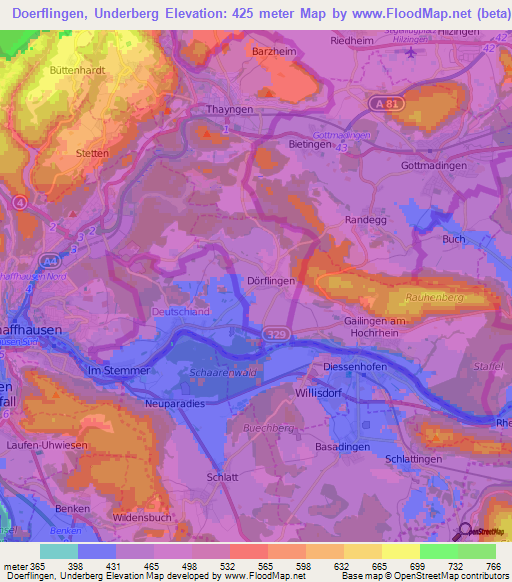 Doerflingen, Underberg,Switzerland Elevation Map