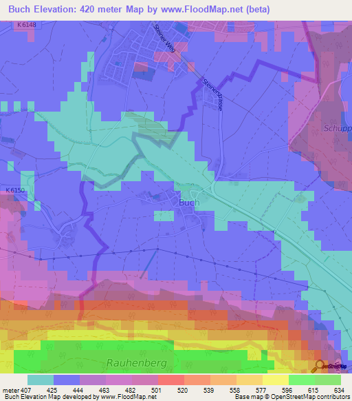 Buch,Switzerland Elevation Map