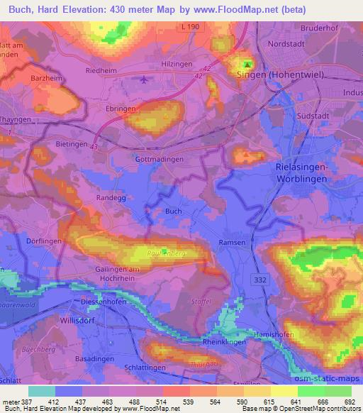 Buch, Hard,Switzerland Elevation Map