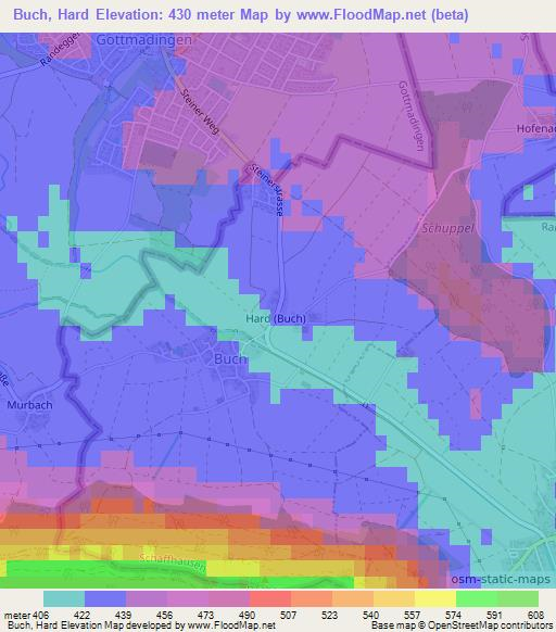 Buch, Hard,Switzerland Elevation Map