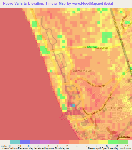 Nuevo Vallarta,Mexico Elevation Map