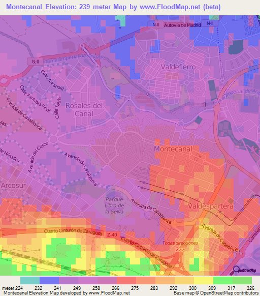 Montecanal,Spain Elevation Map