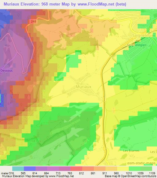 Muriaux,Switzerland Elevation Map