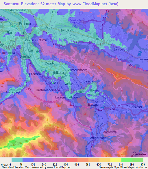 Santutxu,Spain Elevation Map