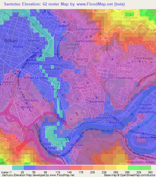 Santutxu,Spain Elevation Map