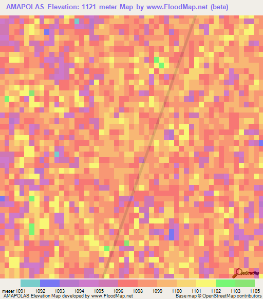 AMAPOLAS,Mexico Elevation Map