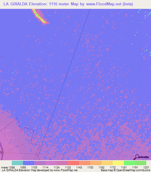 LA GIRALDA,Mexico Elevation Map