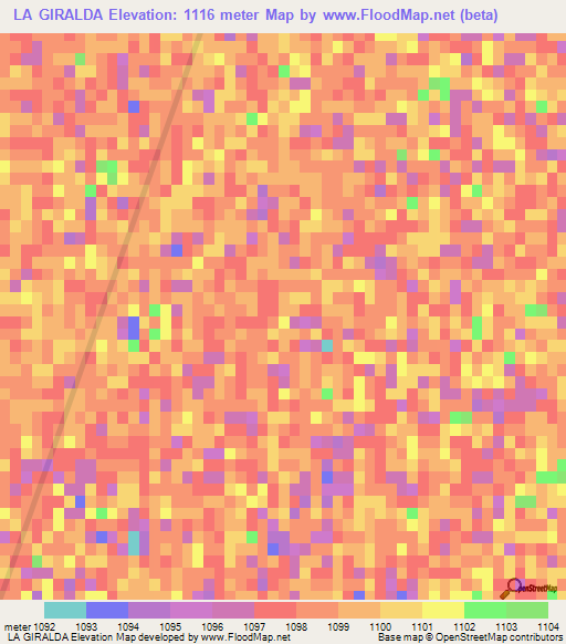 LA GIRALDA,Mexico Elevation Map