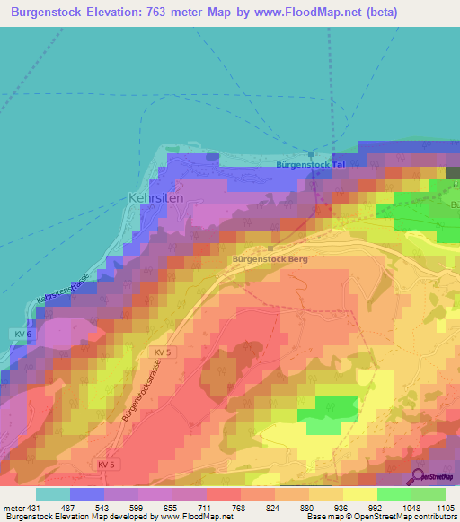 Burgenstock,Switzerland Elevation Map