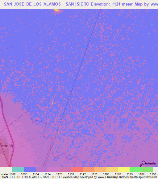 SAN JOSE DE LOS ALAMOS - SAN ISIDRO,Mexico Elevation Map