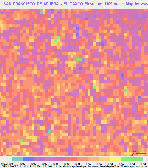 SAN FRANCISCO DE AFUERA - EL TAXCO,Mexico Elevation Map