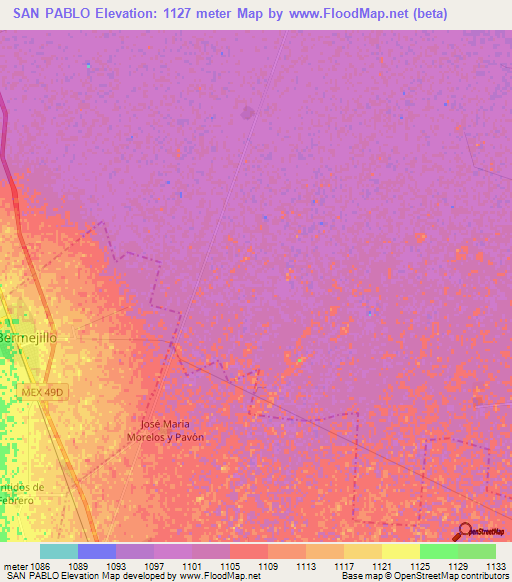 SAN PABLO,Mexico Elevation Map