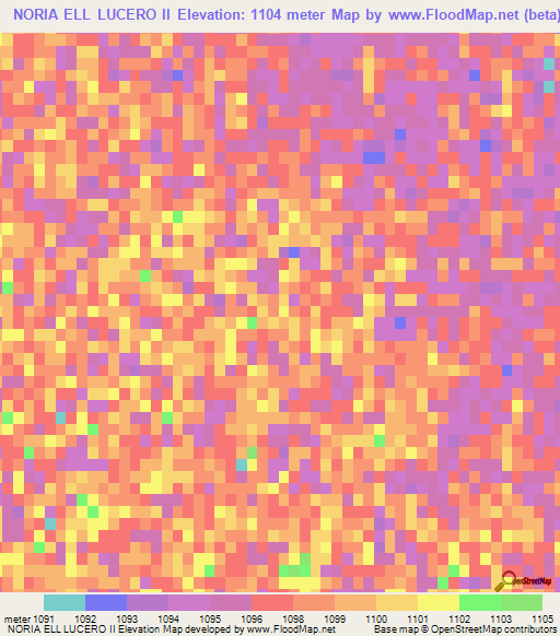 NORIA ELL LUCERO II,Mexico Elevation Map