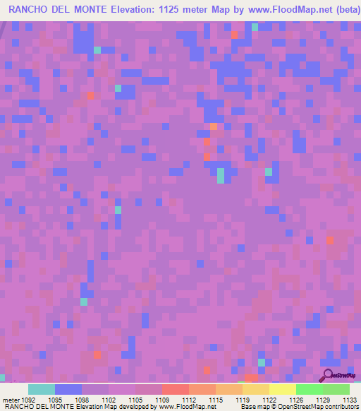 RANCHO DEL MONTE,Mexico Elevation Map