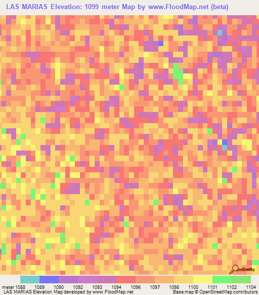 LAS MARIAS,Mexico Elevation Map