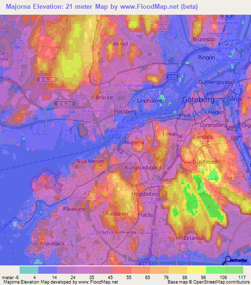 Majorna,Sweden Elevation Map