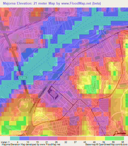 Majorna,Sweden Elevation Map