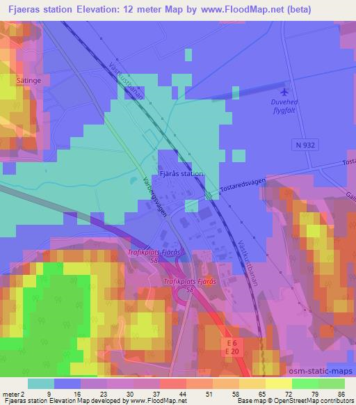 Fjaeras station,Sweden Elevation Map