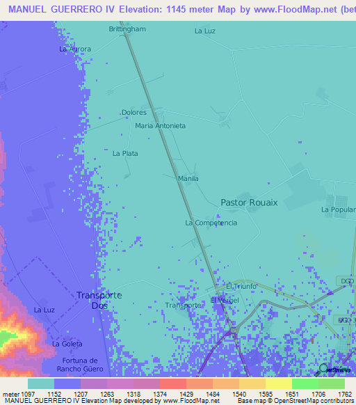 MANUEL GUERRERO IV,Mexico Elevation Map